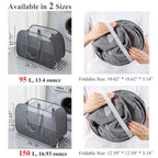 150L Collapsible Laundry Basket, 3-Compartment Foldable Hamper with Handles, Durable & Lightweight Clothes Organizer for Laundry Room, Dorm, Travel - Grey