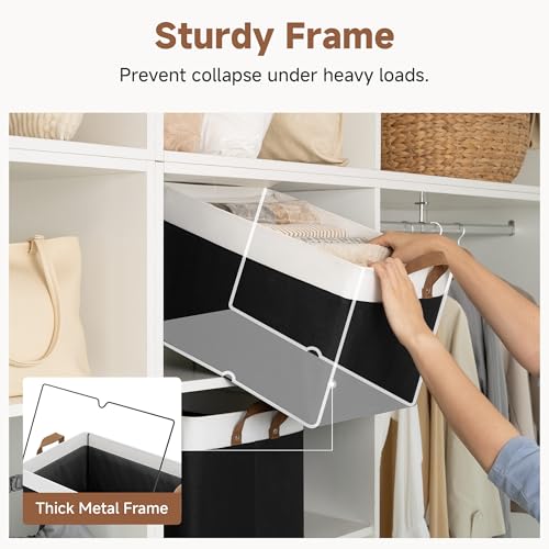 StorageWorks Storage Bins, Fabric Storage Bins for Shelves, Extra Large Storage Baskets with Metal Frame, Closet Baskets and Bins with Handles, Jumbo, Black and White, 2-Pack - color: Black and White, size: 19" L x 13 ¼" W x 11" H