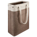 i BKGOO Laundry Basket with Handles Beige&Brown Slim Laundry Bin Collapsible Dirty Clothes Basket Narrow Laundry Bag Foldable Dirty Hamper for Camping, Dorms, Apartments - color: Beig&Brown