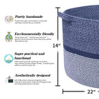 R RUNKA Extra Large Storage Basket - Soft Woven Organizer, 22" x 14" - color: Blue