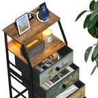 Tohomeor Nightstand with Fabric Drawers Dresser with 2 Tier Shelf Storage Tower for Bedroom Hallway Entryway Closet Organizer Sofa Beside Table Furniture (Multi, 5 Drawers) - size: 15.7"D x 11.8"W x 39"H (5 Drawers)
