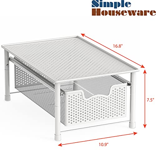 Simple Houseware Stackable Cabinet Basket Drawer Organizer, White - color: White, size: 1-Tier