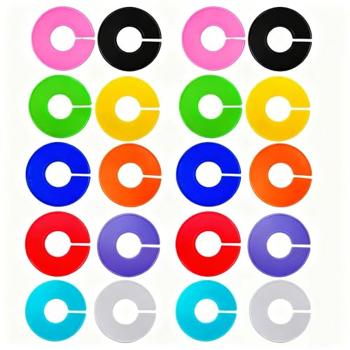 20 Pcs Closet Dividers, Clothes Size Dividers 10-Color Plastic Hanging Organizer Labels for Wardrobe, Clothing Rack, Store, Boutique Organization