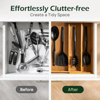 Carbonized Bamboo Kitchen Drawer Organizer, 5 Slots Expandable Silverware Organizer, Utensil Holder & Cutlery Tray, 2.2" Deep for Extra Capacity, Non-Slip Feet Included. - size: 5 Slots（Expandable）