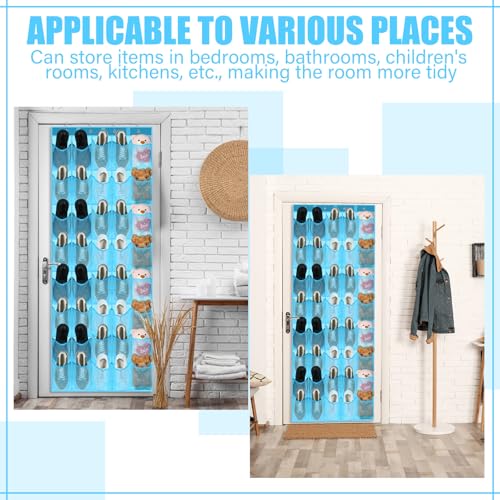 Windyun 40 over the Door Shoe Organizer Large Mesh Pocket Hanging Shoe Rack for Closet Sky Blue Nonslip Behind Door Storage Holder Back to School Organizer for Dorm Room College Classroom Storage - color: Sky Blue