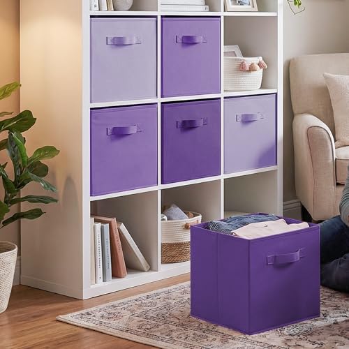 Cupic Cupid 13 Inch Storage Cube, Fabric Cube Storage Bin with Handles, Storage Cube Organizer for Clothes and Toys, Collapsible Cube Bins for Closet, Shelves, Nursery, 6-Pack, Purple Gradient - color: Purple Gradient, size: 13 Inch