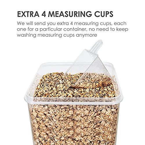Vtopmart Extra Large Tall Airtight Food Storage Containers, 4 Pieces 5.9qt/6.5L Plastic PBA Free Kitchen Pantry Canister for Spaghetti, Flour and Baking Supplies, with 24 Labels, Black - color: Black, size: 6.5L