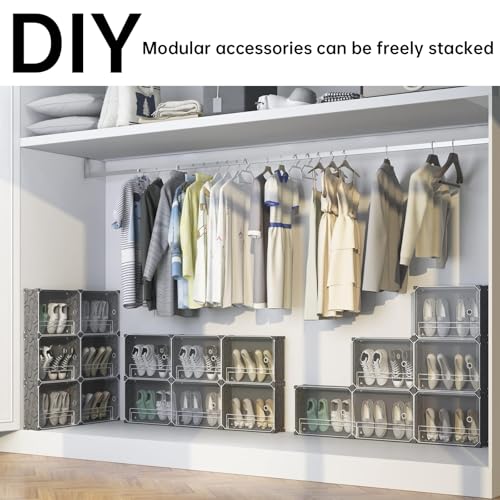 MAGINELS 4-Tier Slim Shoe Rack Organizer and Tall Storage for Closet,Hidden Thin Shoes Cabinet for Small Spaces,Narrow Shelves for Wall Behind Door,Entryway,Black - color: Black, size: 8 pair