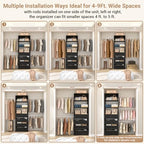 Aheaplus Closet System, 4-9Ft Closet Organizer with 4 Wooden Drawers, Wood Closet Organizer System with Tower, Walk-in Closet Organizer Wardrobe Clothes Rack with 4 Hanging Rods, Garment Rack, Black - color: Black