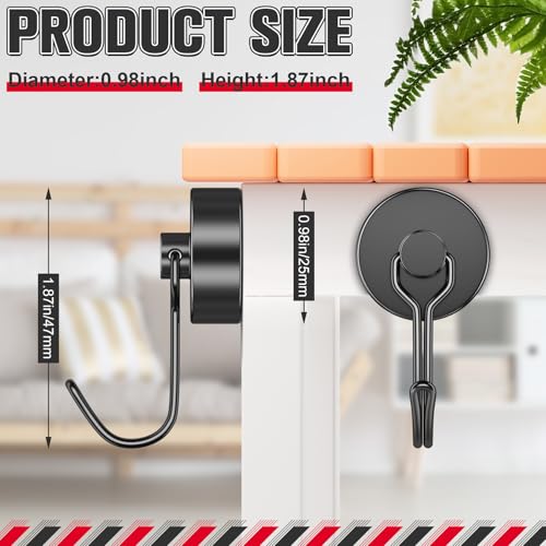 FINDMAG 60LBS Swivel Swing Magnetic Hooks, Heavy Duty Neodymium Hooks for Hanging, Strong Magnetic Hooks for Refrigerator, Kitchen, Office, Garage, Locker, Cruise, Home Storage - 8 Pack - color: Black, size: 8Pack 60Lbs+