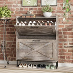 Maupvit Shoe Storage Cabinet with 2 Flip Drawers, Freestanding Organizer with Metal Legs for Entryway, Narrow Shoe Rack Cabinet, Light Rustic Oak - color: Light Rustic Oak, style: 2-Drawers