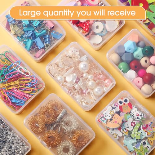 SATINIOR 100 Pcs Clear Plastic Beads Storage Containers Box Small Clear Boxes with Hinged Lid Plastic Case Mini Square Arts Crafts Storage Organizers for Small Items(3.27 x 2.13 x 1.02 Inch) - size: 3.27 x 2.13 x 1.02 Inch