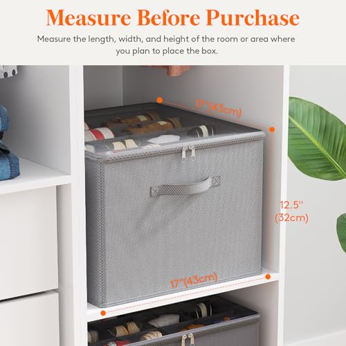 Lifewit Shoe Storage Organizer for Closet, Fabric Large Shoe Box Storage Containers with Clear Cover, Foldable Bins for Boots Heels Sneakers Fits 12-16 Pairs, 1 Pack Light Gray - color: Light Gray