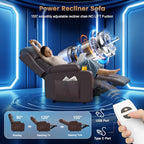 Home Theater Seating Power Recliner Chair, Massage Reclining Sofa with Cup Holders, Wall Hugger RV Recliners,145° Adjustable Recline & Pockets for Movie Room(Brown, Single Chair) - color: Brown, size: Single Chair 34''