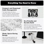 Cable Organizer with Multiple Compartments, Secure Cable Ends, Prevent Tangling, Tidy Workspace, Charging Solution, Desk Organizer Cord Management, White Plastic