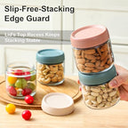 NETANY 6-pack 10oz Glass jars with Airtight Lids, Overnight Oats Containers with Lids, Wide mouth Mason Salad jars, Glass Food Storage Containers for Snacks Yogurt Spice Sugar - color: Multicolor- 10 oz (6 Pack)