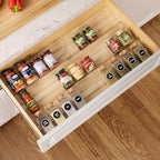 Expandable Spice Drawer Organizer Insert, 6-Pack Kitchen Adjustable Seasoning Rack Tray (13" to 26"), Clear Acrylic with Anti-Slip Mat, for Cabinet Countertop (Jars Not Included) - size: 6-Pack