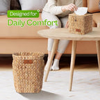 Handwoven Water Hyacinth Decorative Basket, Small Bathroom Trash Can 10L, Open-Top Woven Organizer for Bathroom, Bedroom & Living Room, Natural Fiber, 11 Inch - size: 11 Inch (28 cm), style: Bathroom Trash Can
