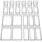 SMARTAKE 22-Piece Drawer Organizer with Non-Slip Silicone Pads, 4-Size Clear Desk Drawer Organizer Trays Storage Tray for Makeup, Jewelries, Utensils in Bedroom Dresser, Office and Kitchen, Clear - size: Large