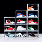 12 Pack Shoe Boxes, Clear Acrylic Stackable Plastic Sneaker Box Container, Magnetic Drop & Side Open Shoe Organizer Case Container With Lids Fits Up to Size 15(Transparency) - color: Transparency