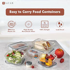 Razab 35 Pc Set Glass Food Storage Containers with Lids - Meal Prep Airtight Bento Boxes BPA-Free 100% Leak Proof (15 lids,15 glass & 5 Plastic Sauce/Dip Containers) - color: Gray