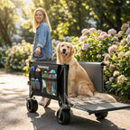 58”L Extender Collapsible Wagon, Extra Long Foldable Wagon Cart with Extended Tailgate, Heavy Duty Rolling Utility Cart with All-Terrain Big Wheels for Shopping Sports Beach, Black - size: 240L