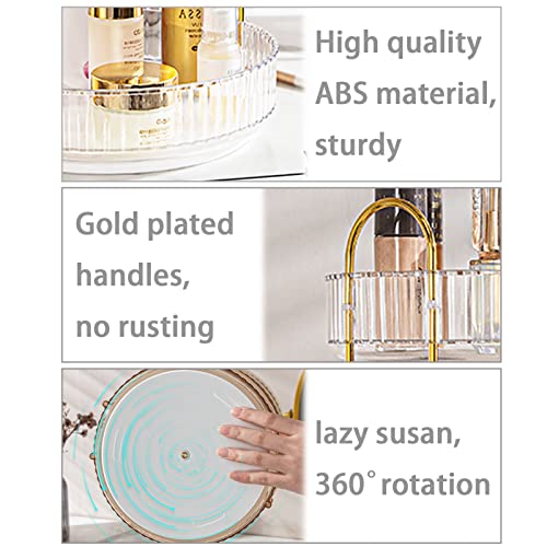 shuang qing Rotating Makeup Organizer for Vanity, High-Capacity Skincare Clear Make Up Storage Perfume Organizers Cosmetic Dresser Organizer Countertop 360 Spinning (Clear, 2 Tier) - color: Clear, size: Regular-2 Tier