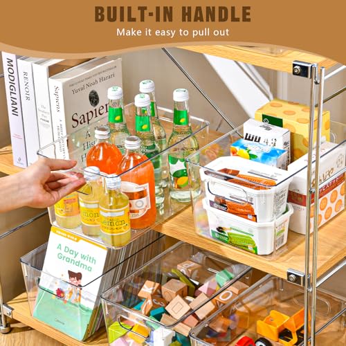 12 Pack Clear Storage Bins with Lids, 7 Quart Stackable Storage Boxes for Storage and Organization, Plastic Storage Containers with Lids, Plastic Bins with Handles for Office, Bedroom, Study Room - size: 12 Pack