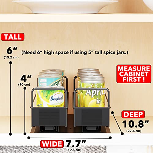 SpaceAid Pull Out Spice Rack Organizer for Cabinet, Heavy Duty Slide Out Seasoning Kitchen Organizer, Cabinet Organizer, with Labels, 7.7" W x10.8 D x4 H, 2 Drawers 1-Tier - style: Two 3"W Drawers, 1-Tier