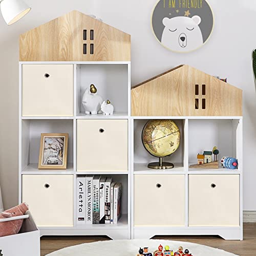 Fabric Cubes Storage Containers ,11 Inch Cloth Storage Cube Foldable Storage Bins Cubes Organizer Baskets with Handles for Shelf,Closet,Nursery,Set of 1,(Creamy-White) - color: Creamy-White, size: 1 pack