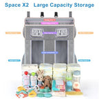 Accmor Changing Table Diaper Organizer, Hanging Diaper Caddy Organizer Stacker for Cribs Changing Table Playard Wall Baby Essentials Storage, Grey - style: Double Enlarged-Grey