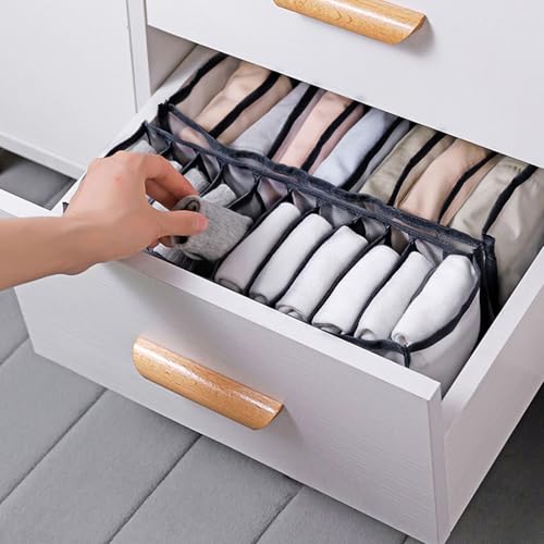 7-Compartment Underwear Storage Box, Foldable Closet Organizer for Bras, Socks, and Accessories, Space-Saving Design, Black - color: Black1, size: 1.7X1.7X5.7inch