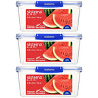 Sistema KLIP IT+ 3.35L Rectangle Food Storage Containers (3-Pack), Stackable & Airtight Food Boxes with Lids, Dishwasher, Freezer, & Microwave-Safe, BPA-Free, School Lunch Boxes - size: 3.35L (3-Pack)