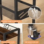 DGSNADGO Slim Rolling Storage Cart, 4-Tier Kitchen Cart on Wheels, Narrow Utility Cart with Handle and Wooden Tabletop for Small Space in Kitchen, Living Room, Bathroom, Rustic Brown and Black - color: Rustic Brown+black