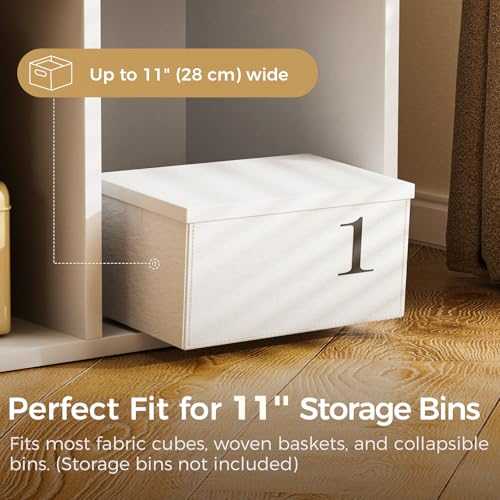 COMHOMA 6 Wood Cube Storage Organizer with Open Back and Removable Back Panels, 11In White Cube Storage Bookshelf, Cubicle Shelf Bookcase for Home Office Bedroom Living Room, Vertical or Horizontal - color: 6 Cube Cloud