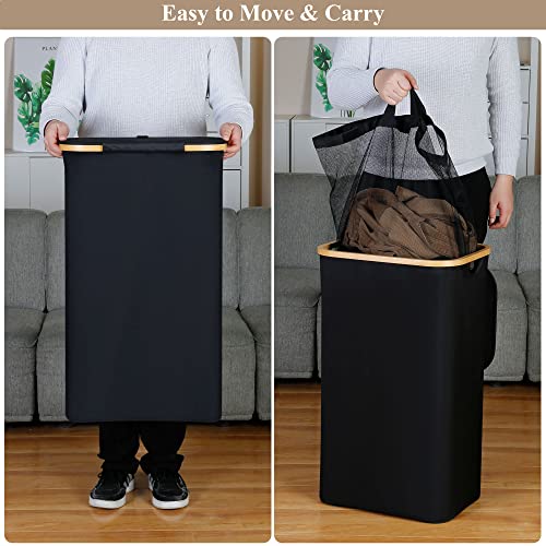 iEGrow Laundry Hamper with Lid, 110L Large Laundry Hamper with Handle and Lid, Collapsible Clothes Basket Organizer with Removable Inner Bag for Clothes Toys Towels - Black - color: Black, size: 110L