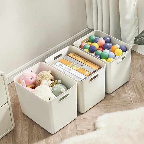 10 pack large plastic White storage bins with Lids, Toy Box Chest with Handle，Organizer Containers Baskets for Baby,Nursery，Shelves，Playroom, Bedroom，Office,Closet，home (White, 5XL+5S) - color: White, size: 5XL+5S