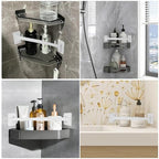 SZZSAF RV Shower Corner Storage Bar Base Angle and Adjustable Rod Length Bottom White Corner Stand, Suitable for Fixing Toilets and bathrooms in RV (3)