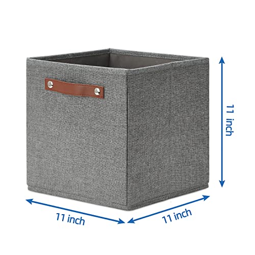 Temary 11 Inch Cube Storage Bins 4PCs Fabric Storage Cubes Storage Baskets Organizer with Handles, Foldable Baskets for Organizing Clothes, Toys, Towels (Grey, 11x11x11) - color: Grey, size: 11×11×11