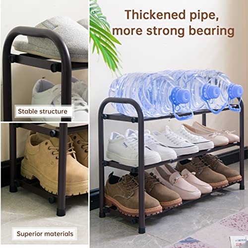 Gonfoam 3-Tier Expandable Shoe Rack,Adjustable Shoe Shelf Storage Organizer Heavy Duty Metal Free Standing Shoe Rack for Entryway Closet Doorway (Bronze) - color: Bronze, size: 3 Tier