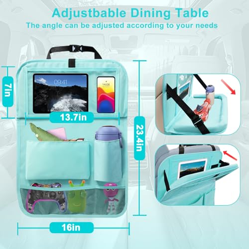 2Pack Car Backseat Organizer with Foldable Table Tray,6 Storage Pockets Car Storage Organizer with Tablet Holder,Car Seat Back Protectors Kick Mats Travel Accessories Blue - color: Blue, size: 2 Pack with Food Tray