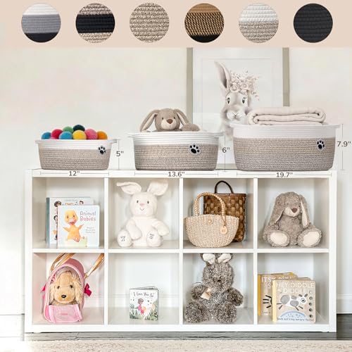 Large Dog Toy Basket, 19.7" X 11" X 7.9" Woven Rope Basket for Toy Storage, Dog Storage Bins with Handles, Gift Baskets Empty for Baby Shower, Mixed-Brown - color: Brown, size: 19.7"L x 11"W x 7.9"H