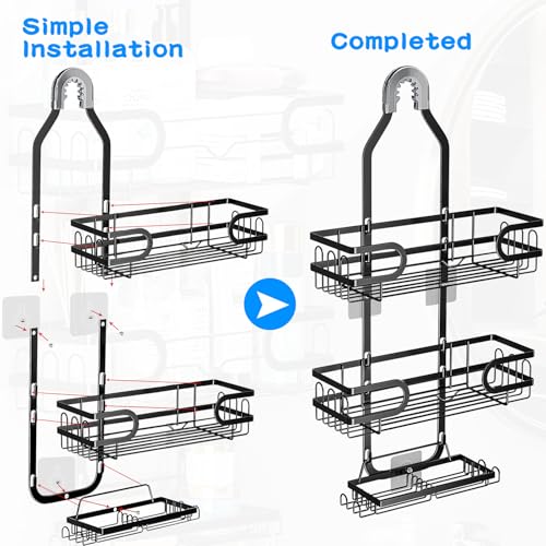 Shower Caddy Hanging, Shower Caddy Hanging Bathroom Shower Organizer, Long Bathroom Shower Organizer Hanger Rack with Hooks,Soap Holder - size: Bathroom Organizer 1