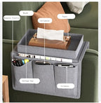 Sofa Armrest Organizer,TV Remote Holder Sofa Organizer with Top Tray for Couch Recliner Home Accessories Bedside Storage Pockets Bag (Grey)