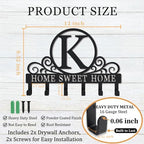 Metal Letter k Key Holder for Wall, Monogram Coat Rack Wall Mount, Key Hooks Perfect for Bathroom, Living Room, Kitchen, Office Ideal Wedding, Anniversary, Housewarming Gift (K) - style: K