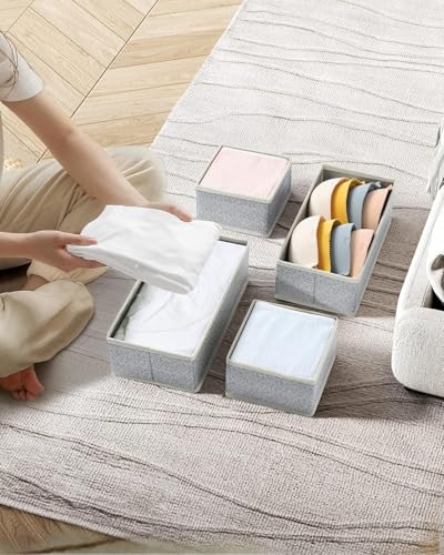 DIMJ Drawer Organizer Clothes Storage - 16 Pack Baby Dresser Organizer for Nursery, Foldable Drawer Dividers for Bedroom Closet Organization, Fabric Storage Bins for Socks, Underwears, Bras - color: Light Gray