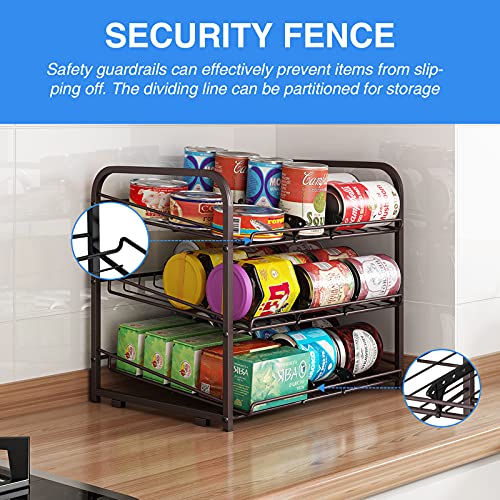 AIYAKA 3 Tier Stackable Can Rack Organizer,for food storage,kitchen cabinets or countertops,Storage for 36 cans,Bronze - color: Brown