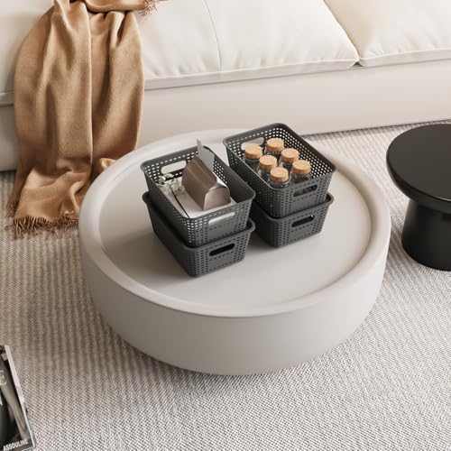 Resze 6-Pack Plastic Storage Bins with Lids, Stackable Organizer Baskets & Containers for Pantry, Kitchen, Cabinet, Closet, Bathroom Organization Toys, Space Saving, Easy-Carry Handles,Gray - color: Gray