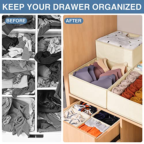 Criusia Drawer Organizer Clothes 12 Pack, Dresser Organizer for Nursery Bedroom Closet Organization and Storage - Baby Clothes Organizer Bins - Drawer Divider for Sock Underwear Bra Ties (Beige) - color: Beige, size: 12 Pack