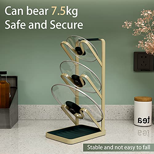 Lid Stand Lid Organizer Pot Lid Rack Holder for Utensils in Kitchen Cabinet Spatula Rack,Cutting Boards,Spoon Storage Gold - style: Erect